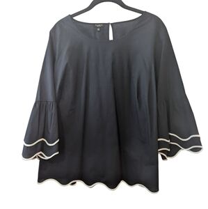 Talbot's Navy Bell Sleeve Blouse